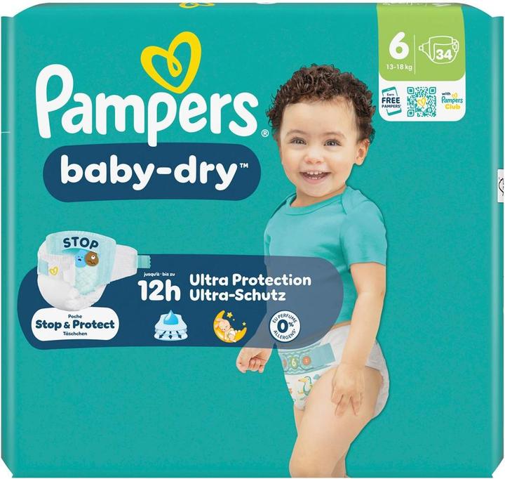 Productafbeelding Pampers Baby Dry Gr.6 Extra Large 13-18kg Windeln Singlepack 34 Stück (Gr. 6, 34 Pcs.)