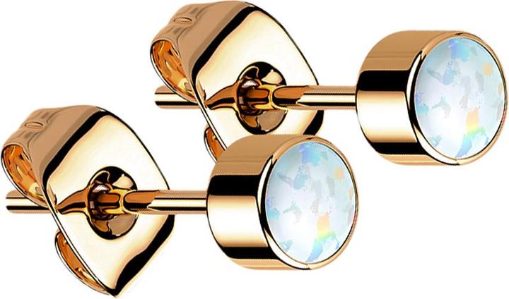 Image du produit Star Piercing Clous d'oreilles or rose Cylindre opale blanc (sans laiton, Titane)