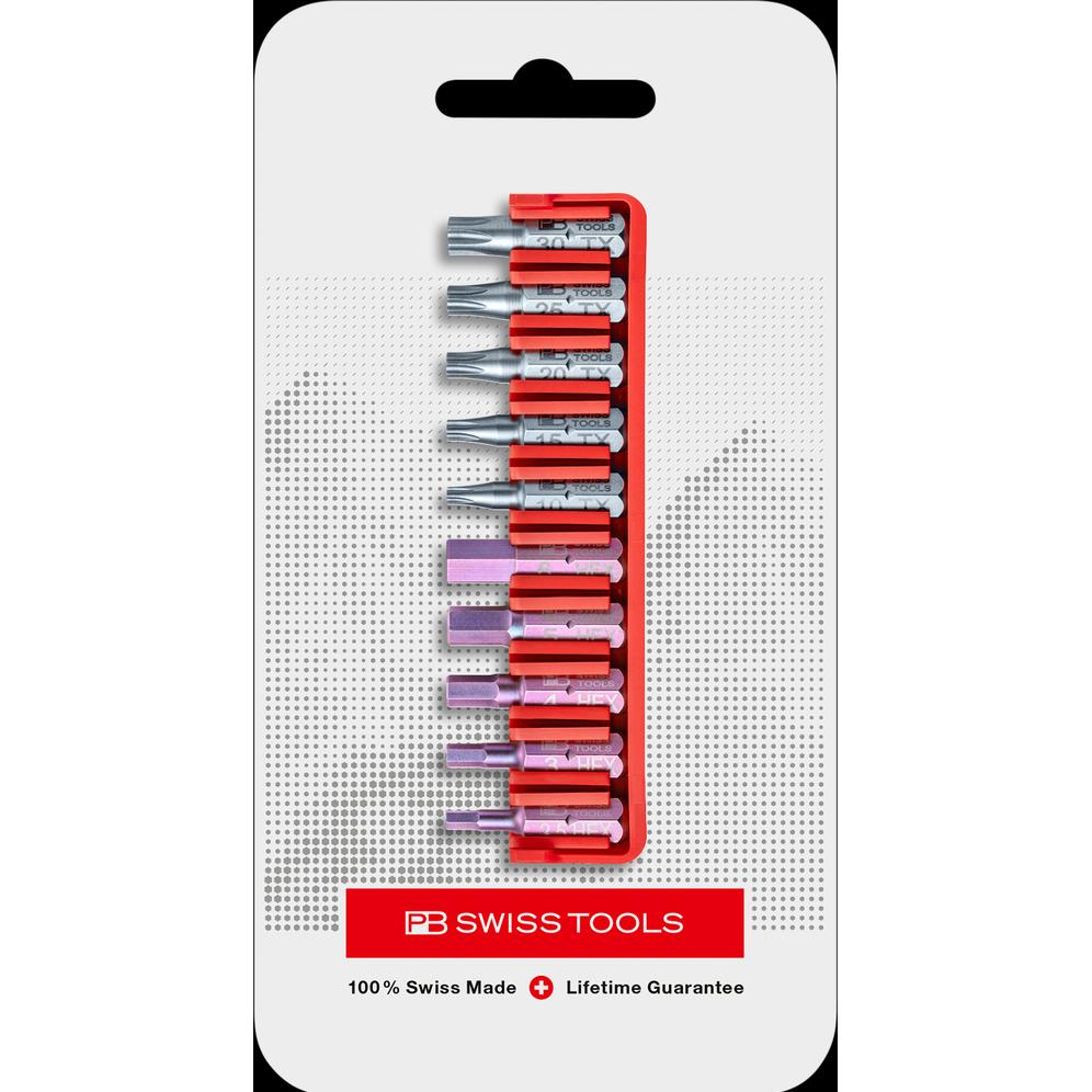 PB Swiss Tools, Bits, Bitset (Innensechskant 2.5 - 3 - 4 - 5 - 6 mm, Torx 10 - Torx 15 - Torx 20 - Torx 25 - Torx 30)