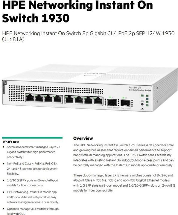 Actual product image Aruba Instant On 1930 (10 ports)