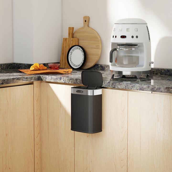 Produktbild Homcom Mülleimer Edelstahl, Kunststoff Schwarz (5 l)