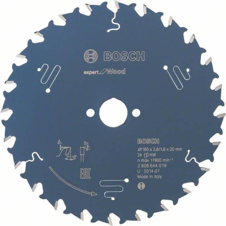 Produktbild Bosch Professional Zubehör Kreissägeblatt Expert for Wood, 160 x 20 x 2,6 mm, 24