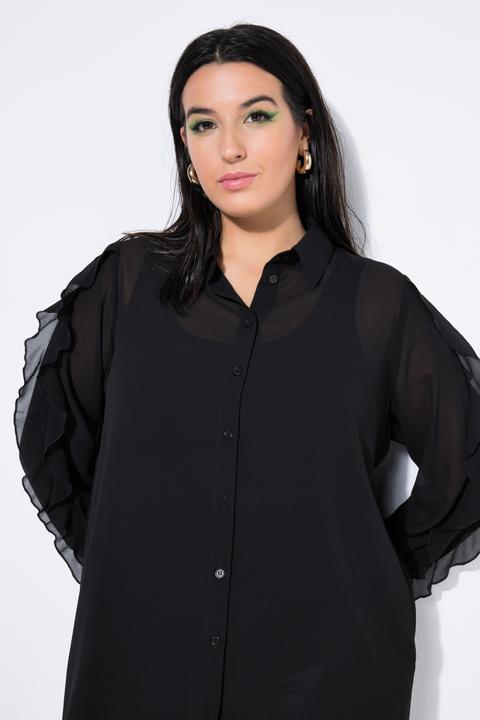 Produktbild Studio Untold Chiffon-Bluse, oversized, transparent, Volants, Langarm (58)