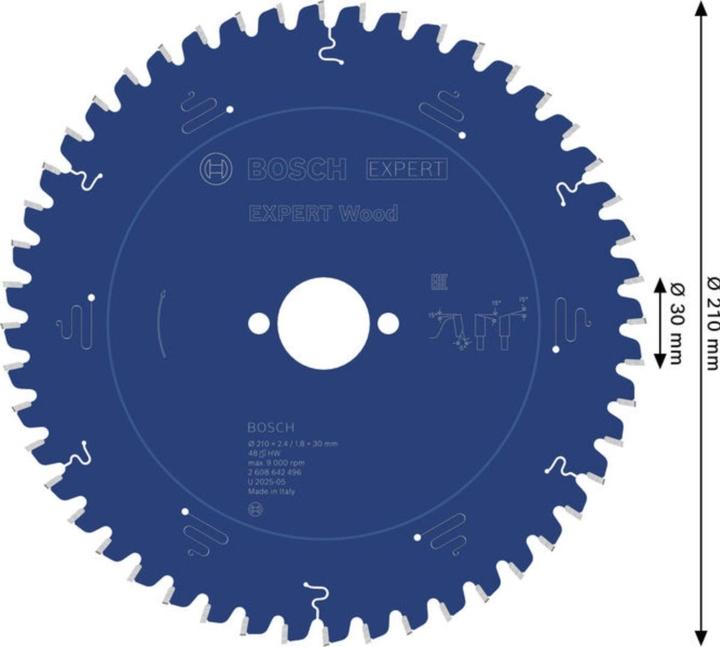 Produktbild Bosch Professional Zubehör Kreissägeblatt Expert for Wood, 210 x 30 x 2,4 mm, 48