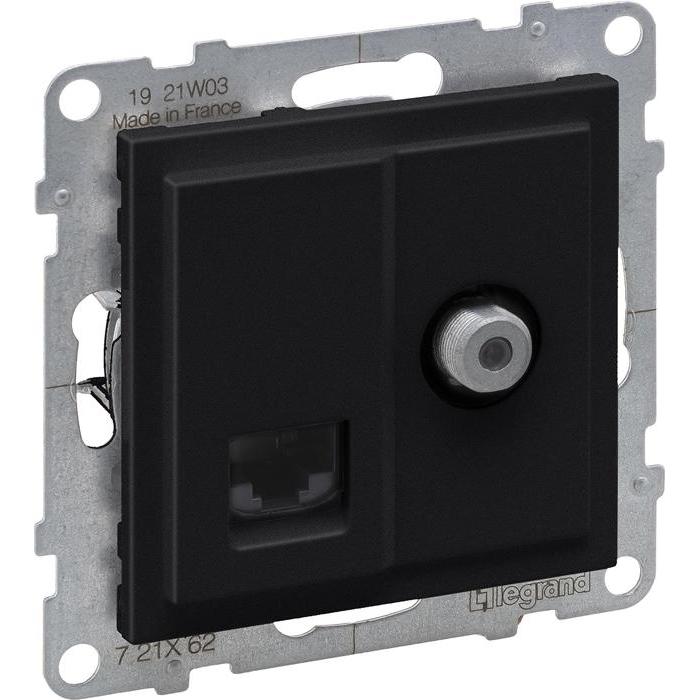 Legrand TV F-TYPE + RJ45 CATEGORY 6 UTP BLACK, SAT Zubehör, Schwarz