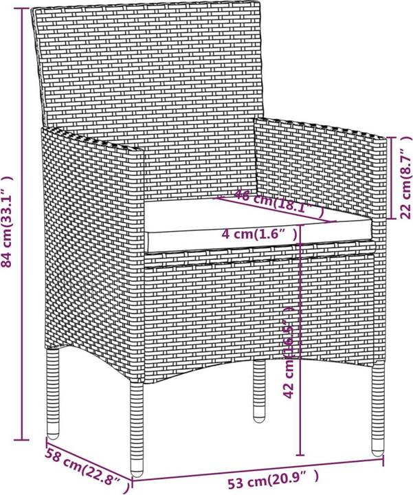 Produktbild vidaXL Garten Essgruppe (80 x 80 x 74 cm)