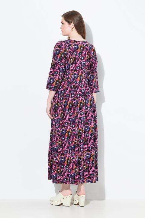 Image du produit Ulla Popken Robe maxi en jersey avec poches, décolleté rond et manches 3/4, coupe évasée (56)