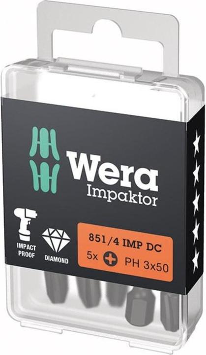 Actual product image Wera Bit 851/4 IMP DC PH3 Length 50 mm 1/4 ″ E6.3 Impactor, DC (PH3)