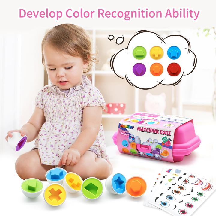 Actual product image Activity Board Matching Eggs for Toddlers, Egg Toy 6 Pcs Colour & Shape Sorting Recognition Eggs, Early Years