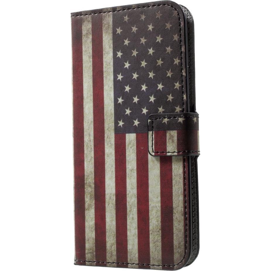 Cover-Discount Leder Hülle USA Flagge (Apple iPhone X, Apple iPhone XS), Smartphone Hülle, Mehrfarbig