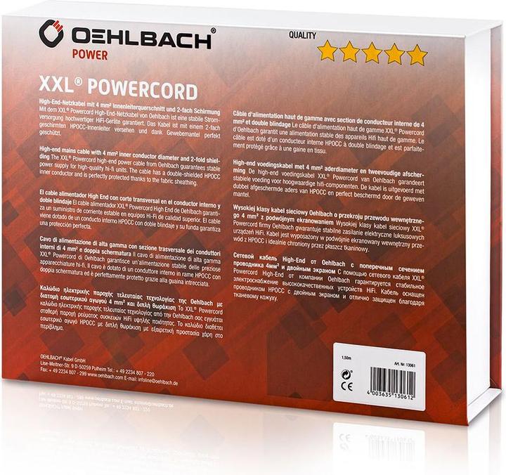 Produktbild Oehlbach XXL Powercord 500 5,00m, sepiabraun (5 m)