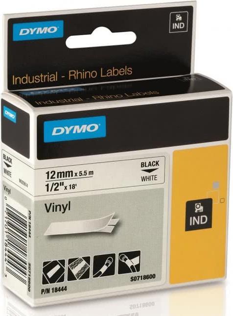 Produktbild Dymo 18444 Vinylband (1.20 cm, Schwarz)