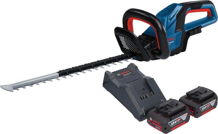 Bosch Professional Bosch GHE 18V-50 Professional Akku Heckenschere 18 V 50 cm Brushless + 2x Akku 4,0 Ah + Ladegerät (Rechargeable battery operated)