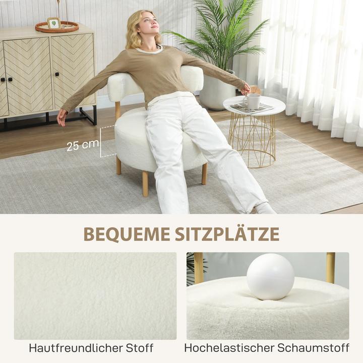 Immagine prodotto Homcom Einzelsessel Polyester, Eukalyptusholz Cremeweiss