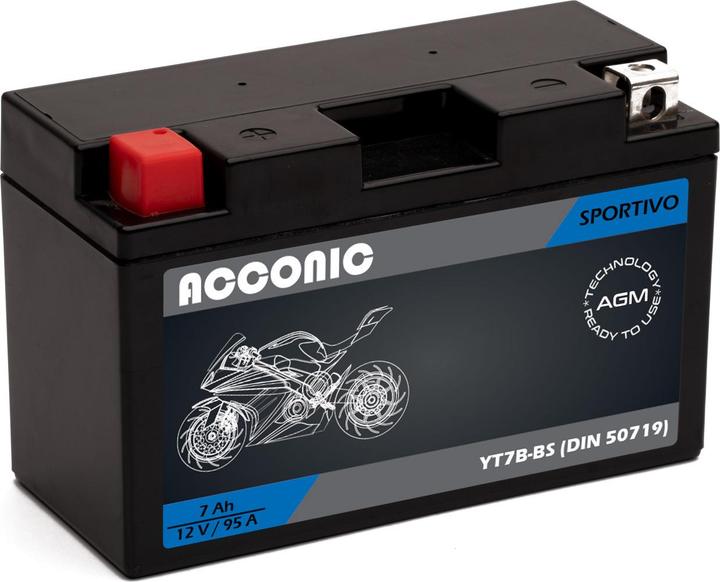Immagine prodotto Acconic Sportivo AGM YT7B-BS Motorradbatterie 7 Ah 12V (DIN 50719) (12 V, 7 Ah)