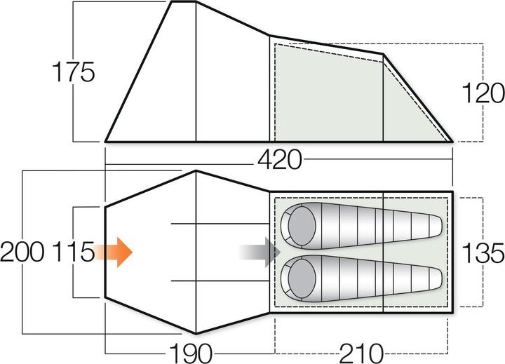 Actual product image Vango Galaxy 200 Tent (Tunnel tent, 5 kg, 2 persons)