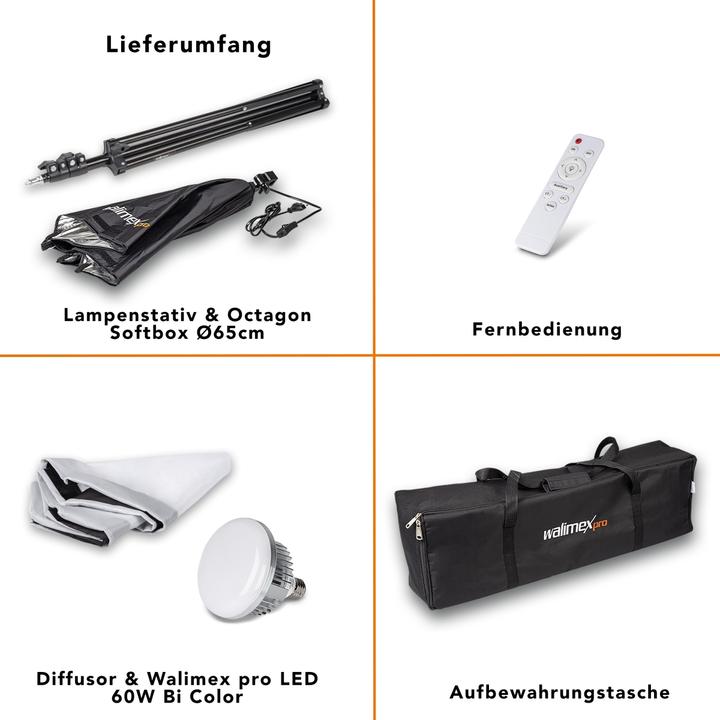 Produktbild Walimex pro LED 60W Octagon Ø65cm Bi Color Kit 1 (Softbox, 65 cm)