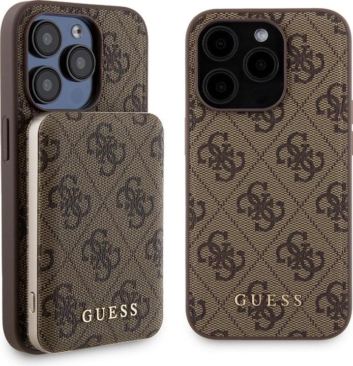 Image du produit Guess Zestaw GUBPM5P15L4GEMGW iPhone 15 Pro 6.1" hardcase + Powerbank 5000mAh MagSafe brązowy/brown (Apple iPhone 15 Pro)