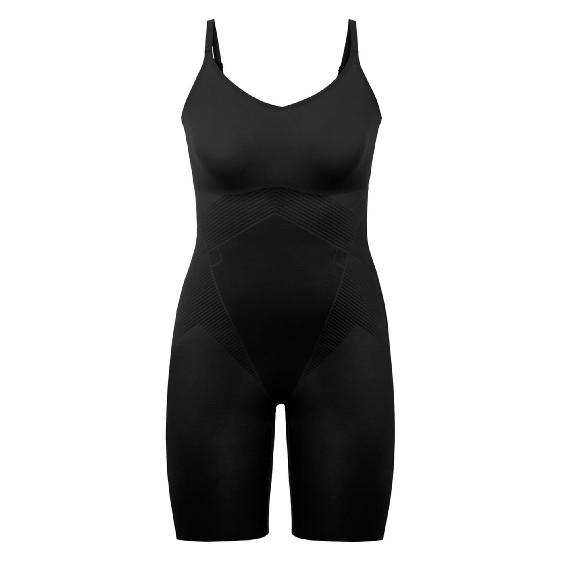 Spanx, Vrouwen, Shapewear, Dunne Inincten 2.0 - Gesloten -bust Midden -dij Bodysuit - Kleur Zwart - Maat Xl, Zwart, (Xl)