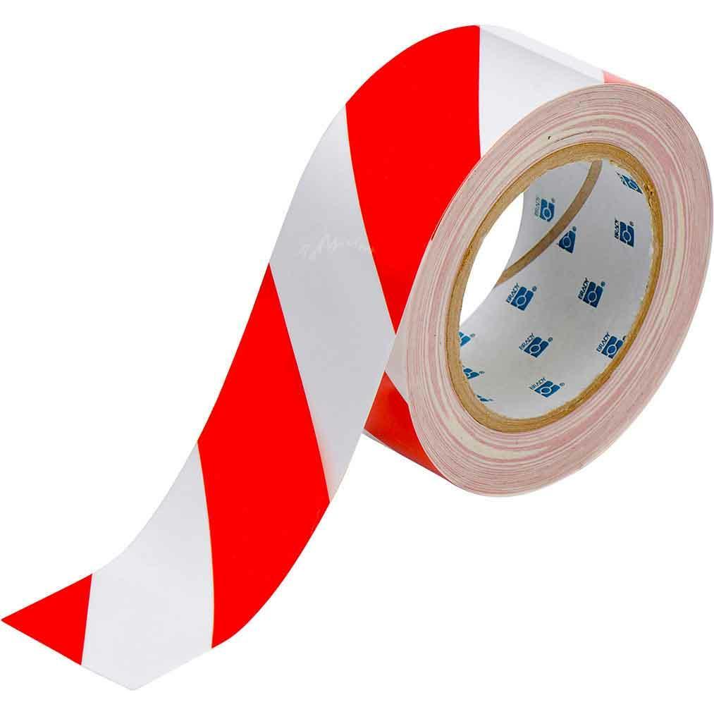 Brady, Klebeband, B-514, ToughStripe, Bodenmarkierbänder, Polyester, rot/weiss, 50,8mm x 30m (104318) (50.80 mm)