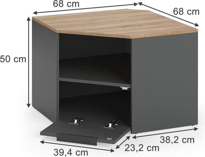 Image du produit Vicco Lowboard Wido, Anthrazit/Sonoma, 68 cm (68 x 68 x 50 cm)