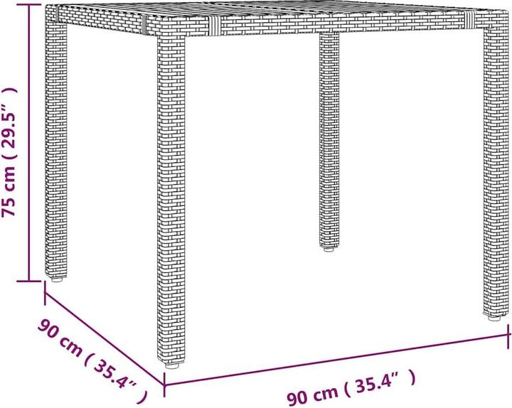 Produktbild vidaXL Garten Essgruppe (90 x 90 x 75 cm)