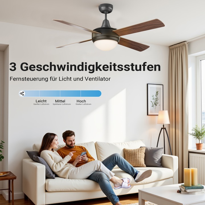 Actual product image Wiltec Ceiling fan Ø122cm fan 53W ceiling fan lamp remote control (55 dB)