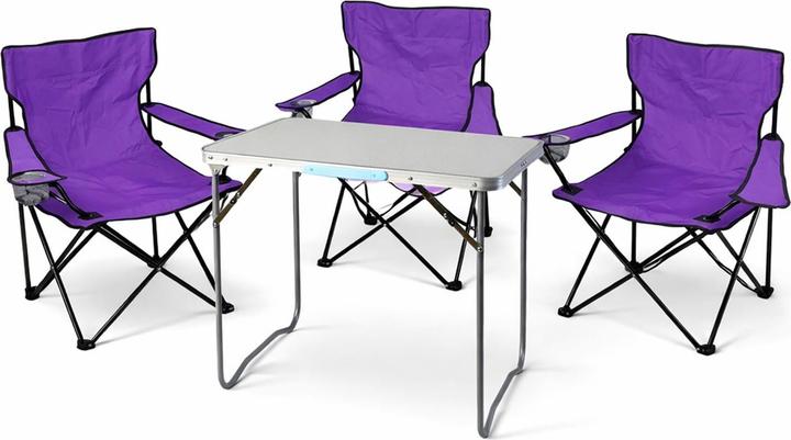 Produktbild Mojawo 4-teiliges Campingmöbel Set lila XL Tisch 80x60x68cm + Campingstühle