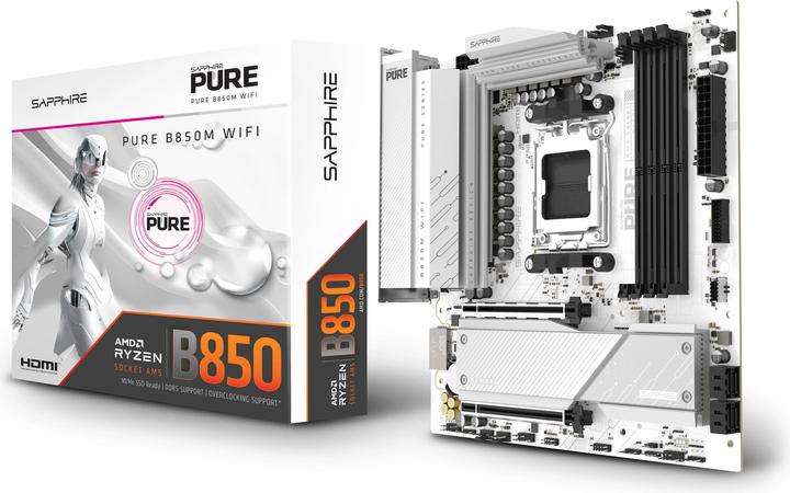 Sapphire PURE B850M WIFI 1xHDMI 1.4 1xDP 1.2 (AM5, AMD B850, Micro ATX (mATX))