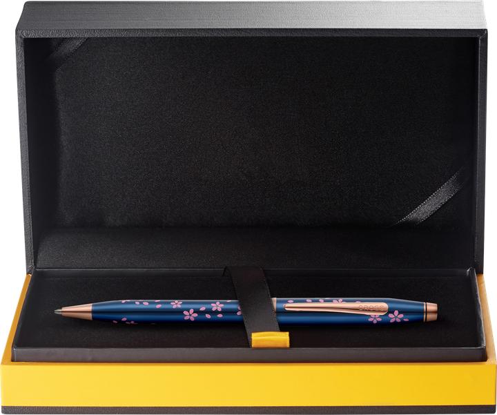 Produktbild Cross Kugelschreiber Century II Blau Lack mit rosegoldenen Kirschblüten (Blau Lack, rosegolden, 1x)