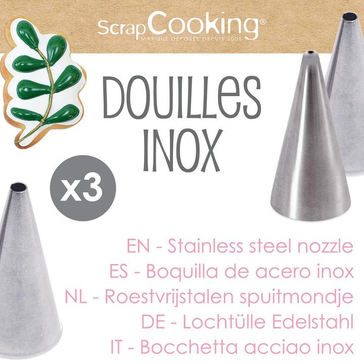 Actual product image ScrapCooking 3er Set Edelstahltüllen Deko Glasur (Nozzle)