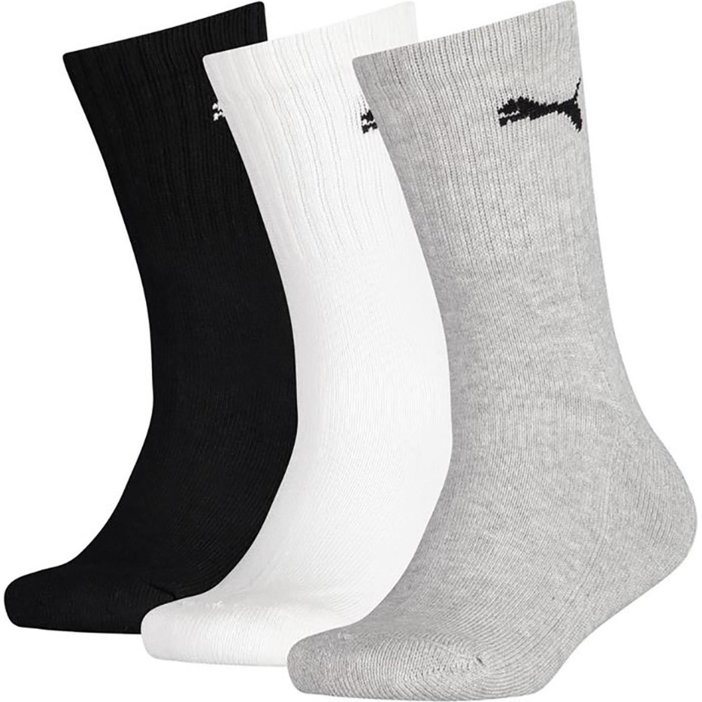 Puma, Unisex, Socken, Junior Crew Sock 3p, Grau, Schwarz, Weiss, (3er Pack, 35, 38)