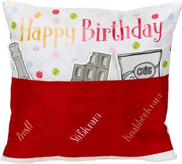 G. Wurm Sofahelden Coussin Happy Birthday avec sac et décoration (1 x, 40 x 40 x 8 cm)