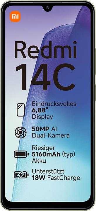 Image du produit Xiaomi Redmi 14C (256 Go, Dites Vert, 6.88", Double SIM, 50 Mpx, 4G)