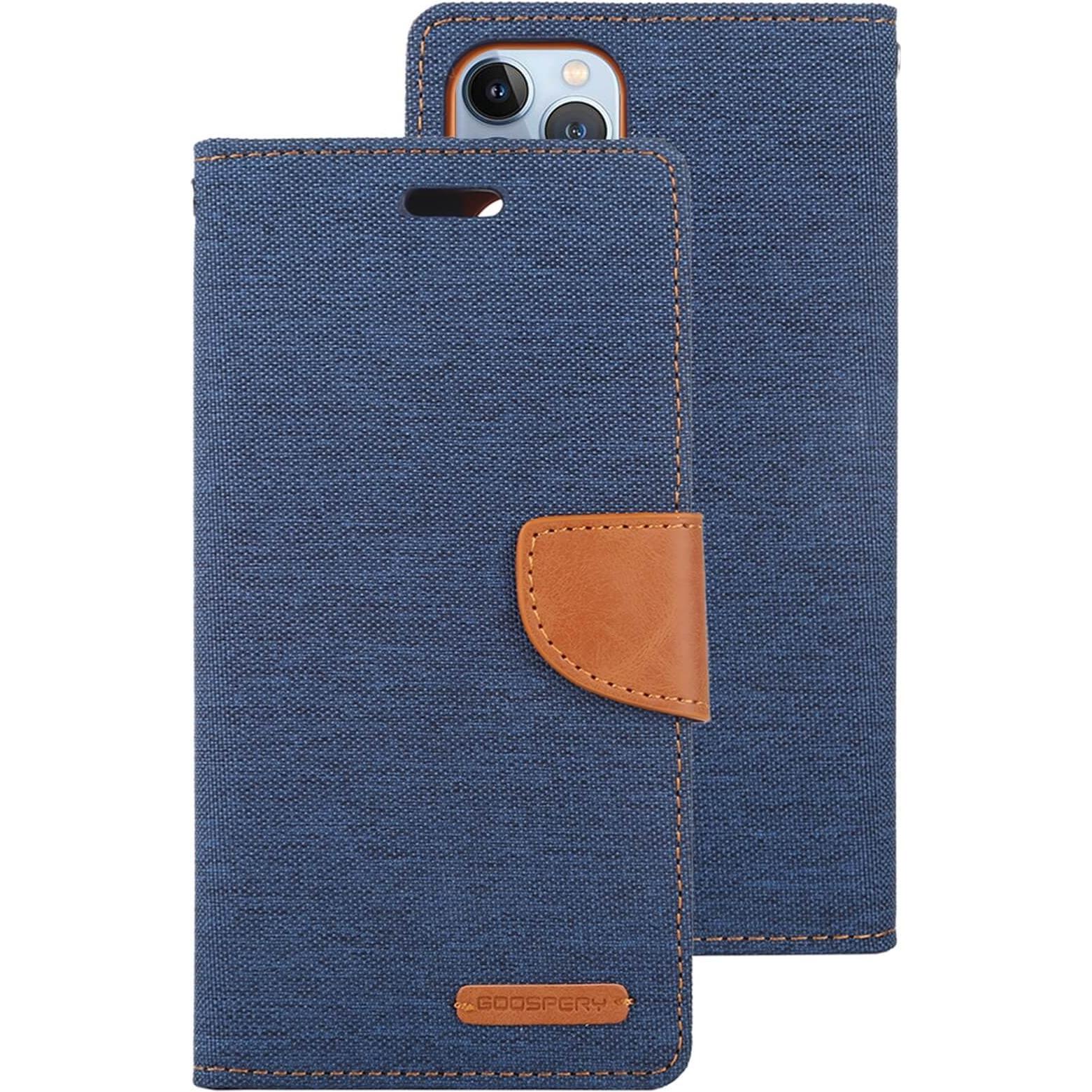 Mercury iPhone 14 Pro - Canvas Stoff Etui dunkelblau (Apple iPhone 14 Pro), Smartphone Hülle, Blau