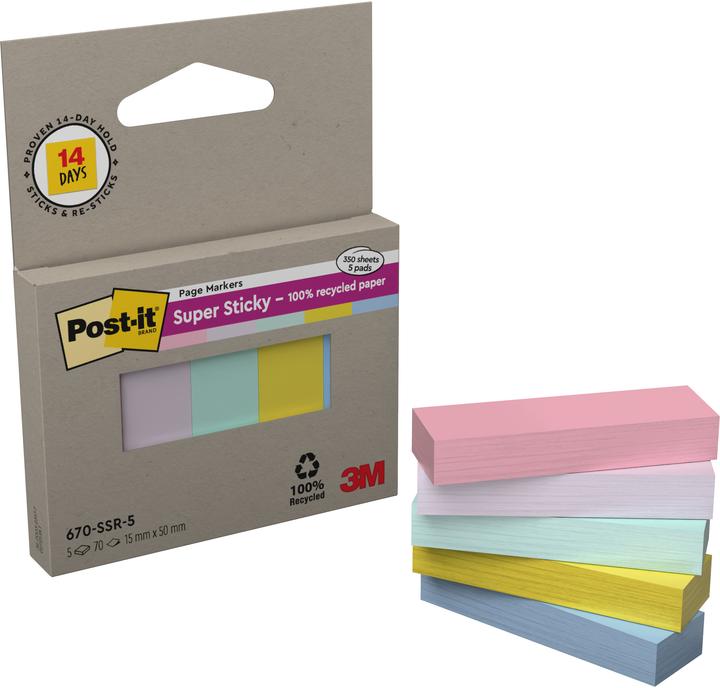 3M Page Marker, Post-it, 15 x 50mm, assortiert (50 x 15 mm)