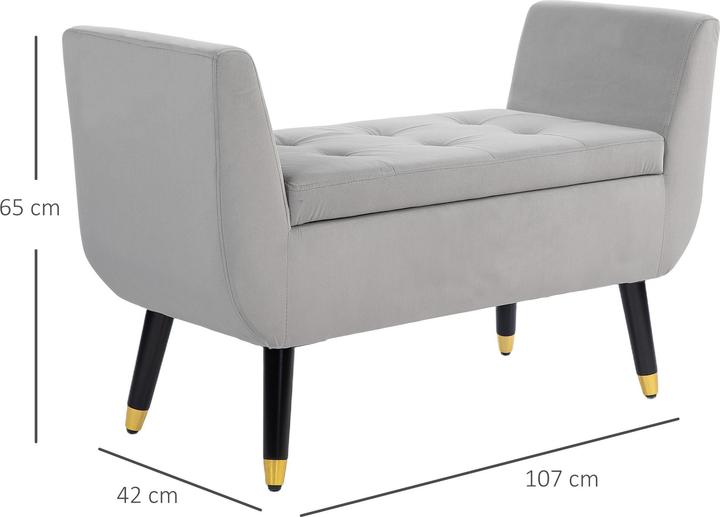 Image du produit Homcom Sitzbank Polyester, Schaumstoff Hellgrau (107 cm)