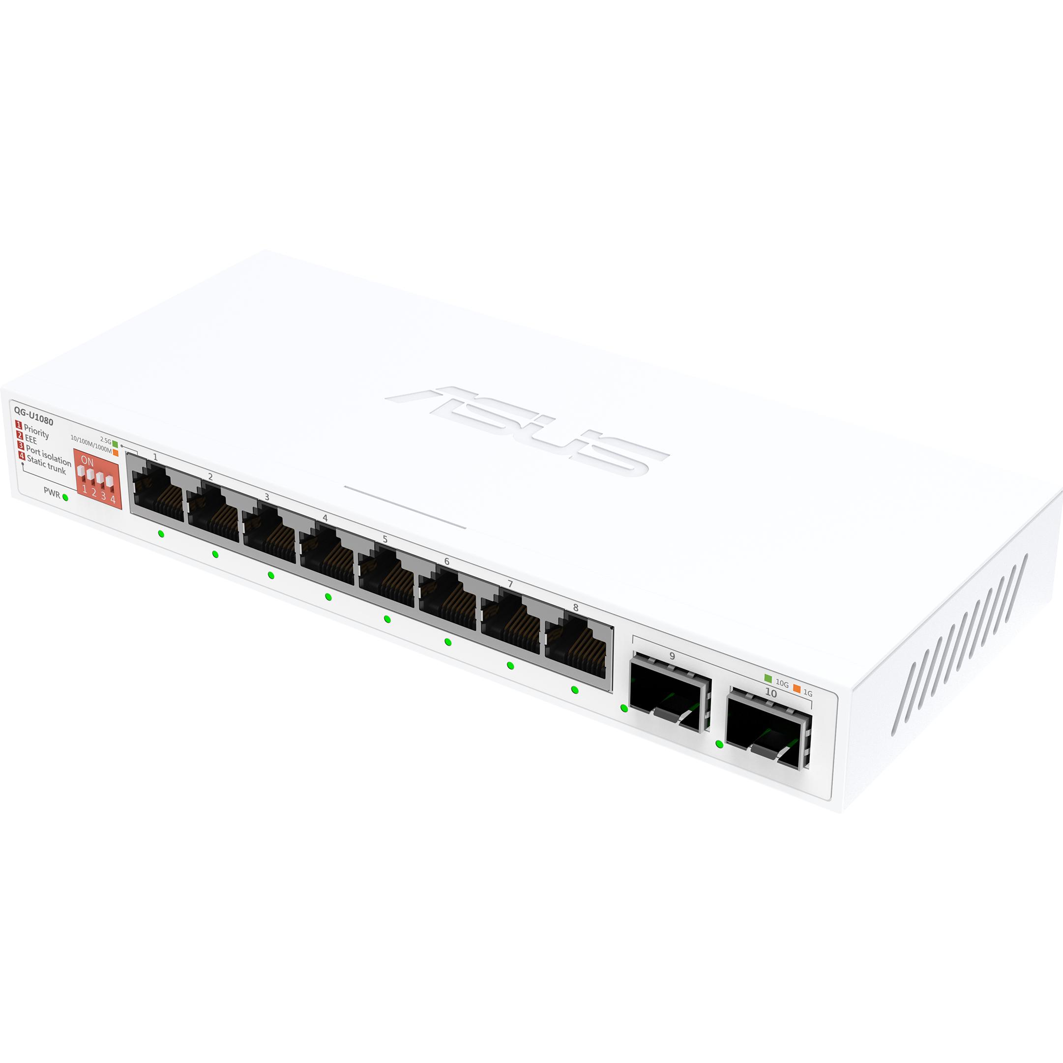 ASUS QG-U1080 8-Port 2.5G + 2-Port 10G SFP+ Switch (10 Ports), Netzwerk Switch, Weiss