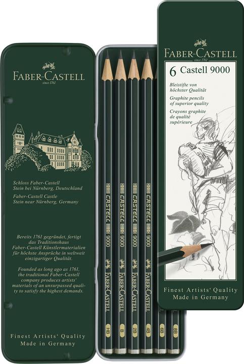 Produktbild Faber-Castell 9000 (2 mm, B, HB, 2B, 4B, 6B, 8B, 6 x)
