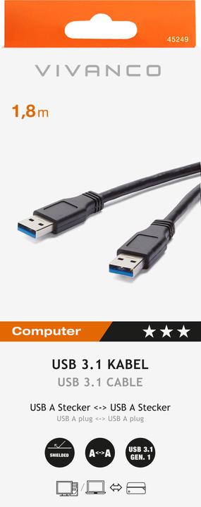 Actual product image Vivanco USB cable (1.80 m, USB 3.1)