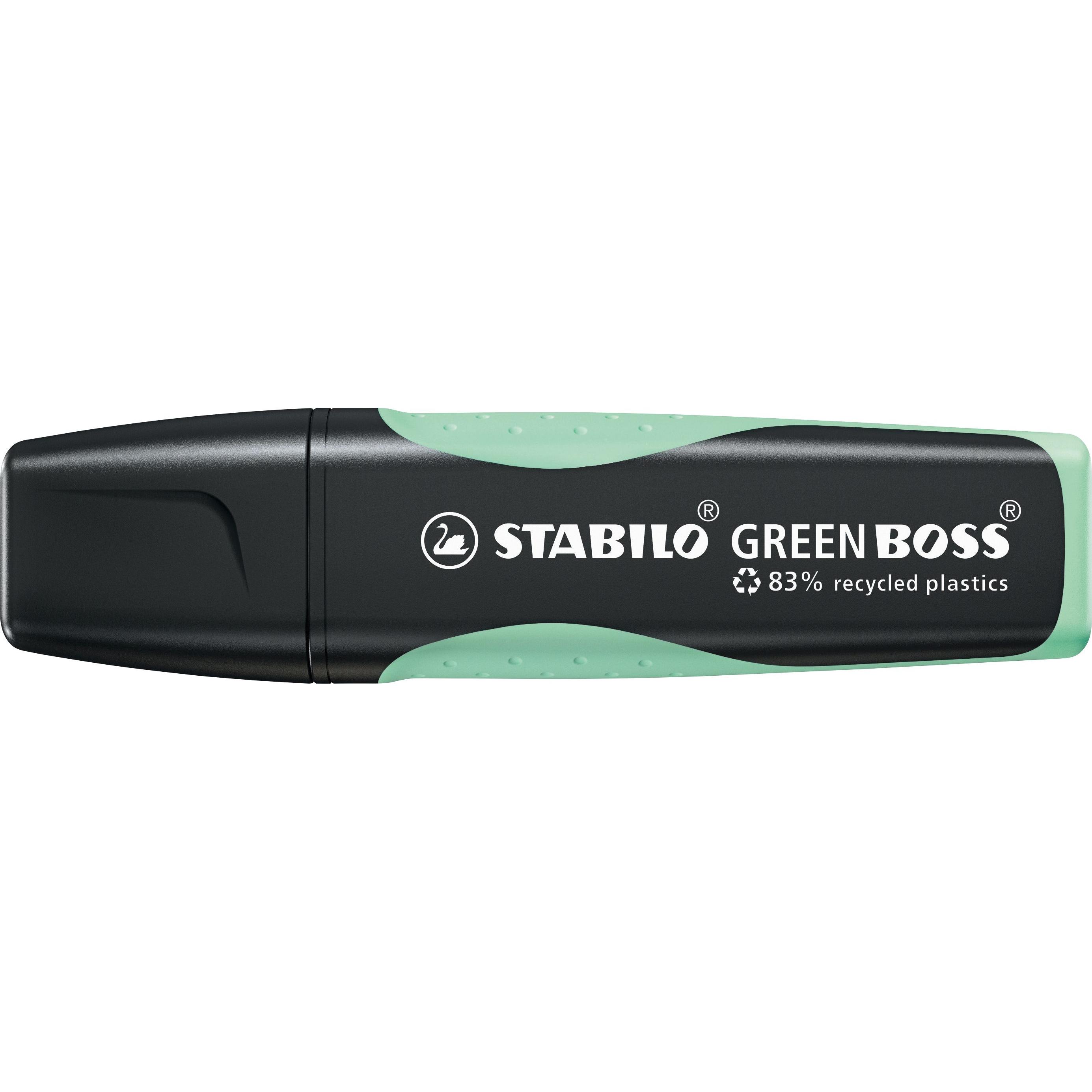 4x STABILO, Marker, Umweltfreundlicher Textmarker - GREEN BOSS Pastel - 10er Pack - Hauch von Minzgrün (Minze, 10 x)