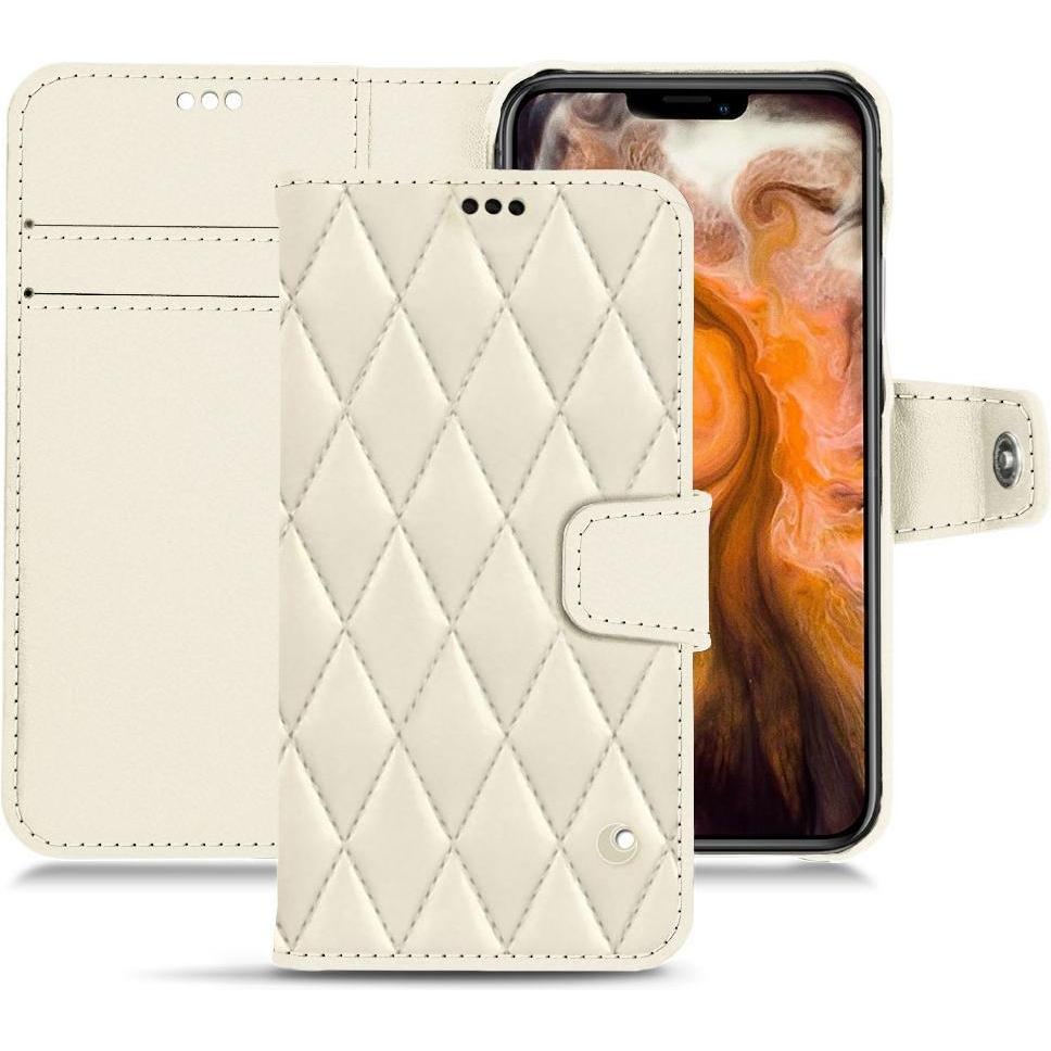 Noreve Lederschutzhülle Wallet (Apple iPhone 11 Pro Max), Smartphone Hülle, Weiss