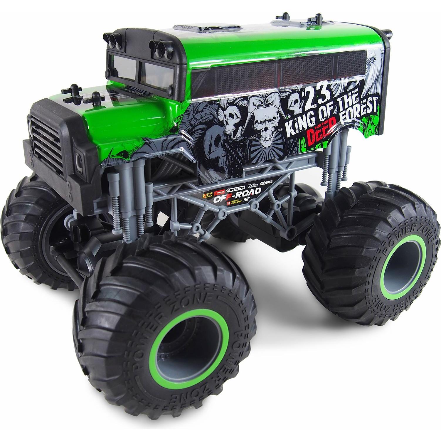 Amewi Crazy Schoolbus elettrico spazzolato Monster Truck 2WD 1:16 RTR verde