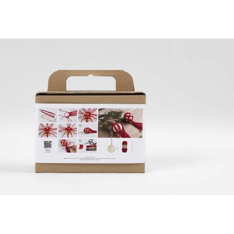 Thumbnail - Creativ Company Bastelset Weihnachtskugeln Macrame, Handarbeitsset, Rot
