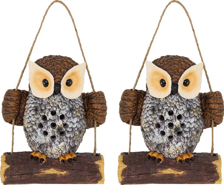 HI 2er-Set LED Solar Gartenleuchte Eule auf Schaukel