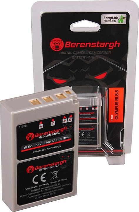 Berenstargh Akku f. Olympus PS-BLS-5 PEN EP3 E-P3 EPL2 E-PL2 EPL3 E-PL3 EPM1 E-PM1m (Batterij van de camera)