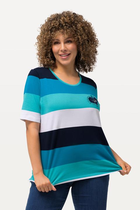 Produktbild Ulla Popken T-Shirt, Ringel, Herz-Stickerei, Rundhals, Halbarm (56)