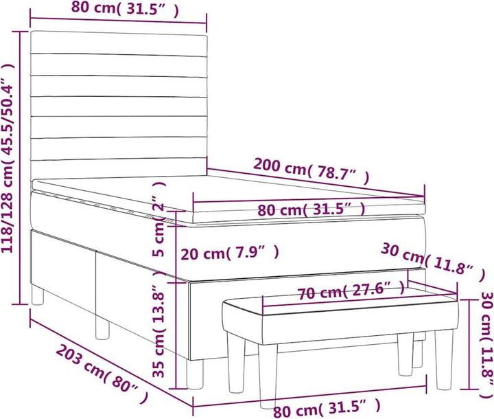 Actual product image vidaXL Boxspringbett (80 x 200 cm)