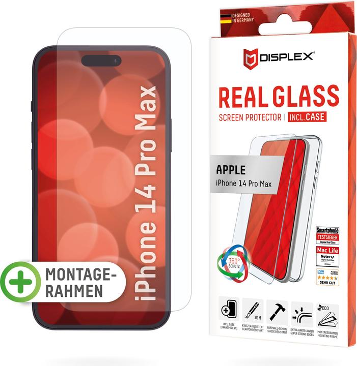 Produktbild Displex Real Glass, 2D Panzerglas + Handyhülle (1 Stück, Apple iPhone 14 Pro Max)