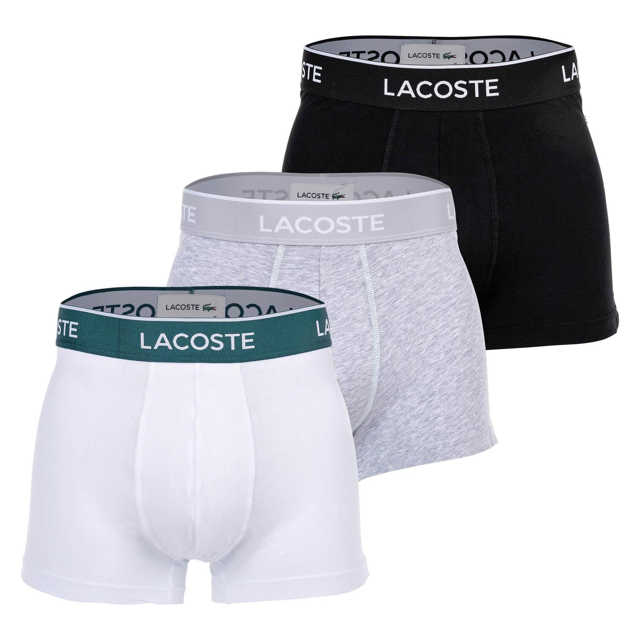 Lacoste, Herren, Unterhosen, Boxer Court Sous-Vetement, Grau, Weiss, Schwarz, (L, 3er Pack)